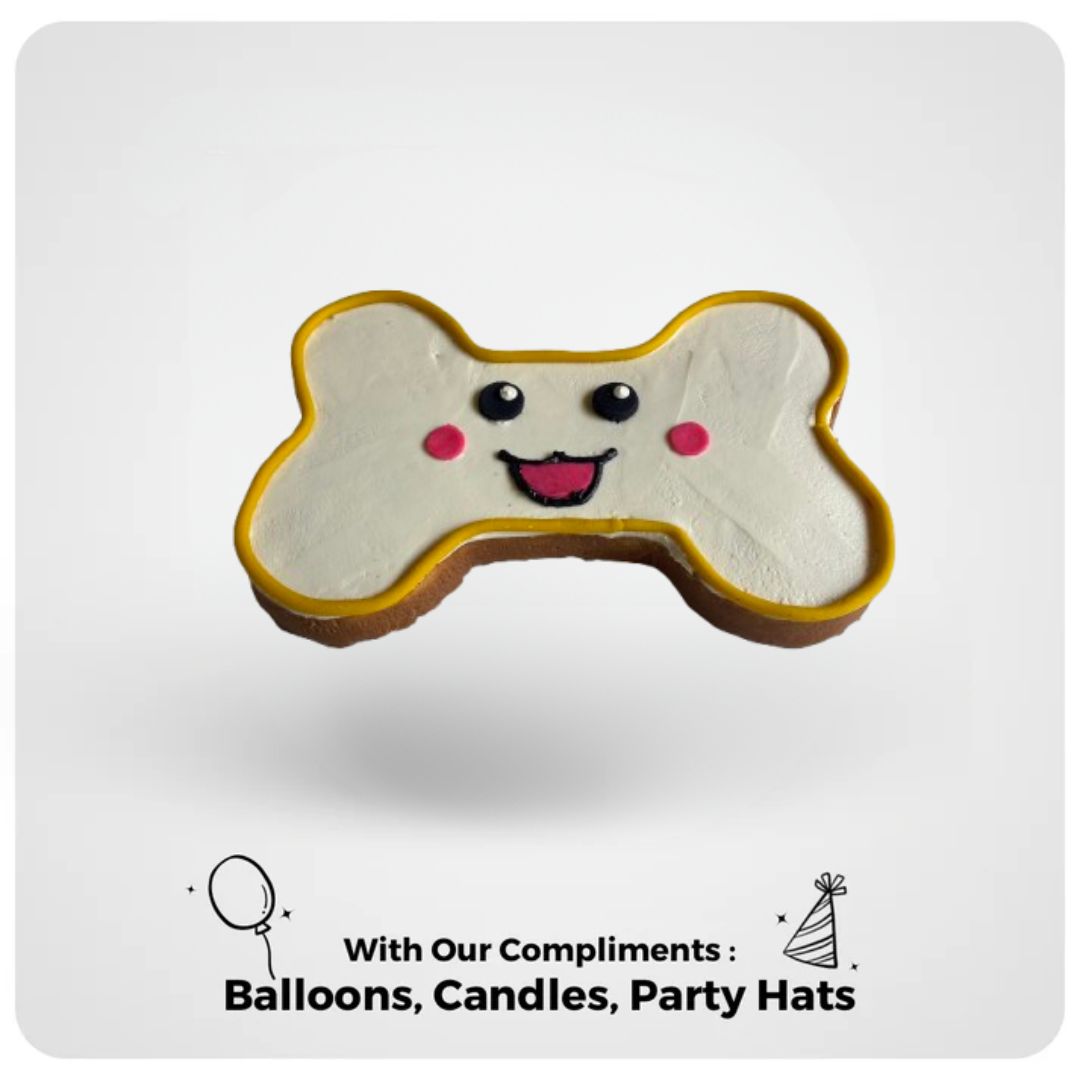 bone shaped dog cake - anime themed 