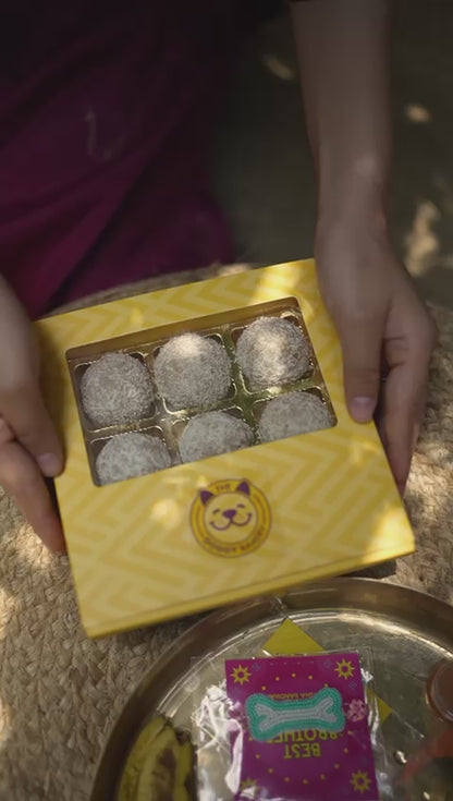 Paw Rakhi Celebration Box - Coconut-Honey Ladoos & Kaju Katlis