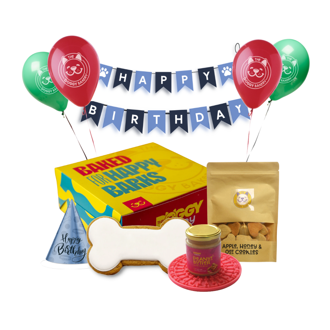 Dog Birthday Cake Hamper w/ Peanut Butter & Licky Mat
